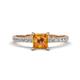 1 - Aurin 6.00 mm Princess Citrine and Diamond Engagement Ring 