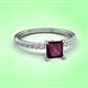 3 - Aurin 6.00 mm Princess Rhodolite Garnet and Diamond Engagement Ring 