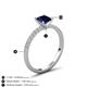 5 - Aurin 6.00 mm Princess Lab Created Blue Sapphire and Diamond Engagement Ring 
