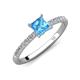 4 - Aurin 6.00 mm Princess Blue Topaz and Diamond Engagement Ring 