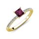 4 - Aurin 6.00 mm Princess Rhodolite Garnet and Diamond Engagement Ring 