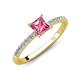 4 - Aurin 6.00 mm Princess Pink Tourmaline and Diamond Engagement Ring 