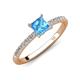 4 - Aurin 6.00 mm Princess Blue Topaz and Diamond Engagement Ring 