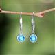 4 - Cara Blue Topaz (5mm) Solitaire Dangling Earrings 