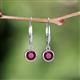 4 - Cara Rhodolite Garnet (5mm) Solitaire Dangling Earrings 
