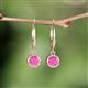 4 - Cara Pink Sapphire (5mm) Solitaire Dangling Earrings 
