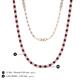 5 - Gracelyn 2.20 mm Round Diamond and Rhodolite Garnet Adjustable Tennis Necklace 