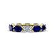 1 - Madison 6x4 mm Oval Diamond and Blue Sapphire Eternity Band 
