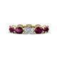 1 - Madison 6x4 mm Oval Lab Grown Diamond and Rhodolite Garnet Eternity Band 