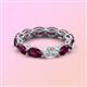 3 - Madison 6x4 mm Oval Lab Grown Diamond and Rhodolite Garnet Eternity Band 