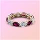 3 - Madison 6x4 mm Oval Diamond and Rhodolite Garnet Eternity Band 