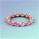 4 - Madison 5x3 mm Oval Diamond and Pink Sapphire Eternity Band 