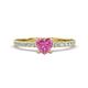 1 - Aurin 6.00 mm Heart Lab Created Pink Sapphire and Round Diamond Engagement Ring 