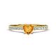 1 - Aurin 6.00 mm Heart Citrine and Round Diamond Engagement Ring 