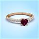 3 - Aurin 6.00 mm Heart Rhodolite Garnet and Round Diamond Engagement Ring 