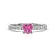 1 - Aurin 6.00 mm Heart Lab Created Pink Sapphire and Round Diamond Engagement Ring 