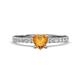 1 - Aurin 6.00 mm Heart Citrine and Round Diamond Engagement Ring 