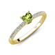 4 - Aurin 6.00 mm Heart Peridot and Round Diamond Engagement Ring 