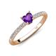 4 - Aurin 6.00 mm Heart Amethyst and Round Diamond Engagement Ring 