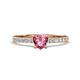 1 - Aurin 6.00 mm Heart Pink Tourmaline and Round Diamond Engagement Ring 