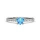 1 - Aurin 6.00 mm Heart Blue Topaz and Round Diamond Engagement Ring 