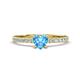 1 - Aurin 6.00 mm Heart Blue Topaz and Round Diamond Engagement Ring 