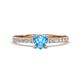 1 - Aurin 6.00 mm Heart Blue Topaz and Round Diamond Engagement Ring 