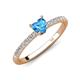 4 - Aurin 6.00 mm Heart Blue Topaz and Round Diamond Engagement Ring 