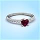 3 - Aurin 6.00 mm Heart Rhodolite Garnet and Round Diamond Engagement Ring 