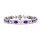 1 - Ivanna 6.42 ctw Amethyst Oval shape (6x4 mm) and Round shape Natural Diamond Eternity Tennis Bracelet 