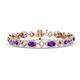 1 - Ivanna 6.42 ctw Amethyst Oval shape (6x4 mm) and Round shape Natural Diamond Eternity Tennis Bracelet 