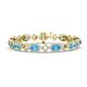 1 - Ivanna 7.96 ctw Blue Topaz Oval shape (6x4 mm) and Round shape Natural Diamond Eternity Tennis Bracelet 