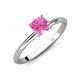 4 - Elodie 6.00 mm Cushion Lab Created Pink Sapphire Solitaire Engagement Ring 