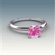 3 - Elodie 6.00 mm Cushion Lab Created Pink Sapphire Solitaire Engagement Ring 