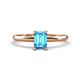 1 - Elodie 7x5 mm Emerald Cut Blue Topaz Solitaire Engagement Ring 