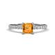 1 - Aurin 6.00 mm Asscher Cut Citrine and Round Diamond Engagement Ring 