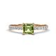 1 - Aurin 6.00 mm Asscher Cut Peridot and Round Diamond Engagement Ring 