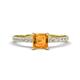 1 - Aurin 6.00 mm Asscher Cut Citrine and Round Diamond Engagement Ring 
