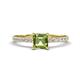 1 - Aurin 6.00 mm Asscher Cut Peridot and Round Diamond Engagement Ring 