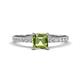1 - Aurin 6.00 mm Asscher Cut Peridot and Round Diamond Engagement Ring 