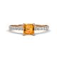 1 - Aurin 6.00 mm Asscher Cut Citrine and Round Diamond Engagement Ring 