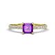 1 - Aurin 6.00 mm Asscher Cut Amethyst and Round Diamond Engagement Ring 