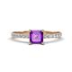 1 - Aurin 6.00 mm Asscher Cut Amethyst and Round Diamond Engagement Ring 