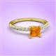 3 - Aurin 6.00 mm Asscher Cut Citrine and Round Diamond Engagement Ring 