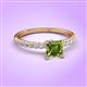 3 - Aurin 6.00 mm Asscher Cut Peridot and Round Diamond Engagement Ring 
