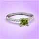 3 - Aurin 6.00 mm Asscher Cut Peridot and Round Diamond Engagement Ring 