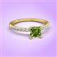 3 - Aurin 6.00 mm Asscher Cut Peridot and Round Diamond Engagement Ring 