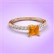 3 - Aurin 6.00 mm Asscher Cut Citrine and Round Diamond Engagement Ring 