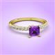 3 - Aurin 6.00 mm Asscher Cut Amethyst and Round Diamond Engagement Ring 