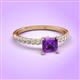 3 - Aurin 6.00 mm Asscher Cut Amethyst and Round Diamond Engagement Ring 